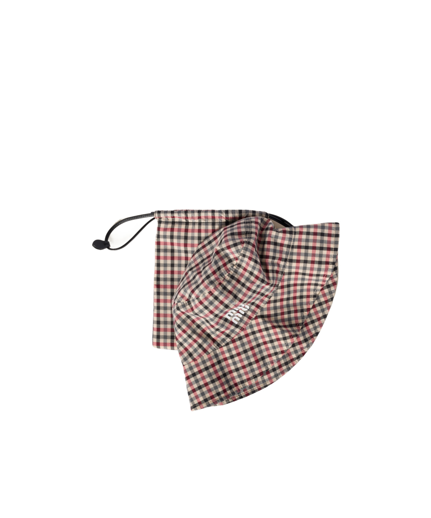 Miu Miu Vichy Hat With Pouch In Multicolor