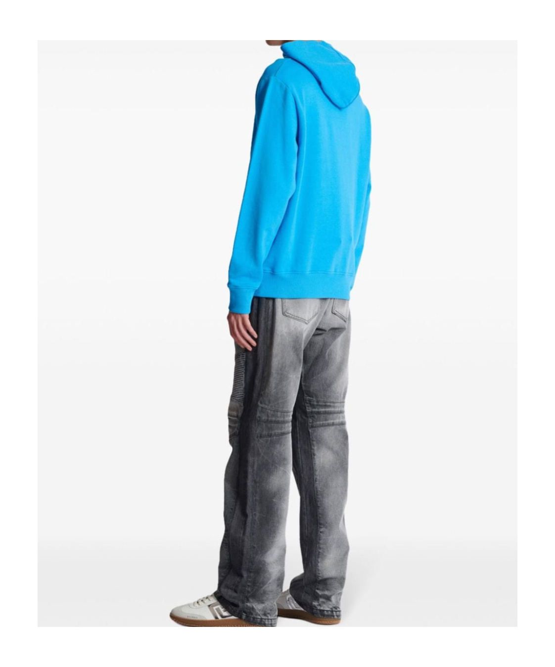 Balmain Hooded Sweatshirt With In Blue