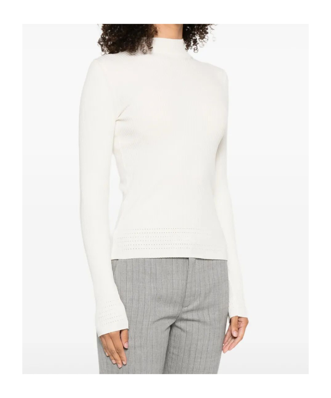 Twinset Ribbed Mock-neck Top In White