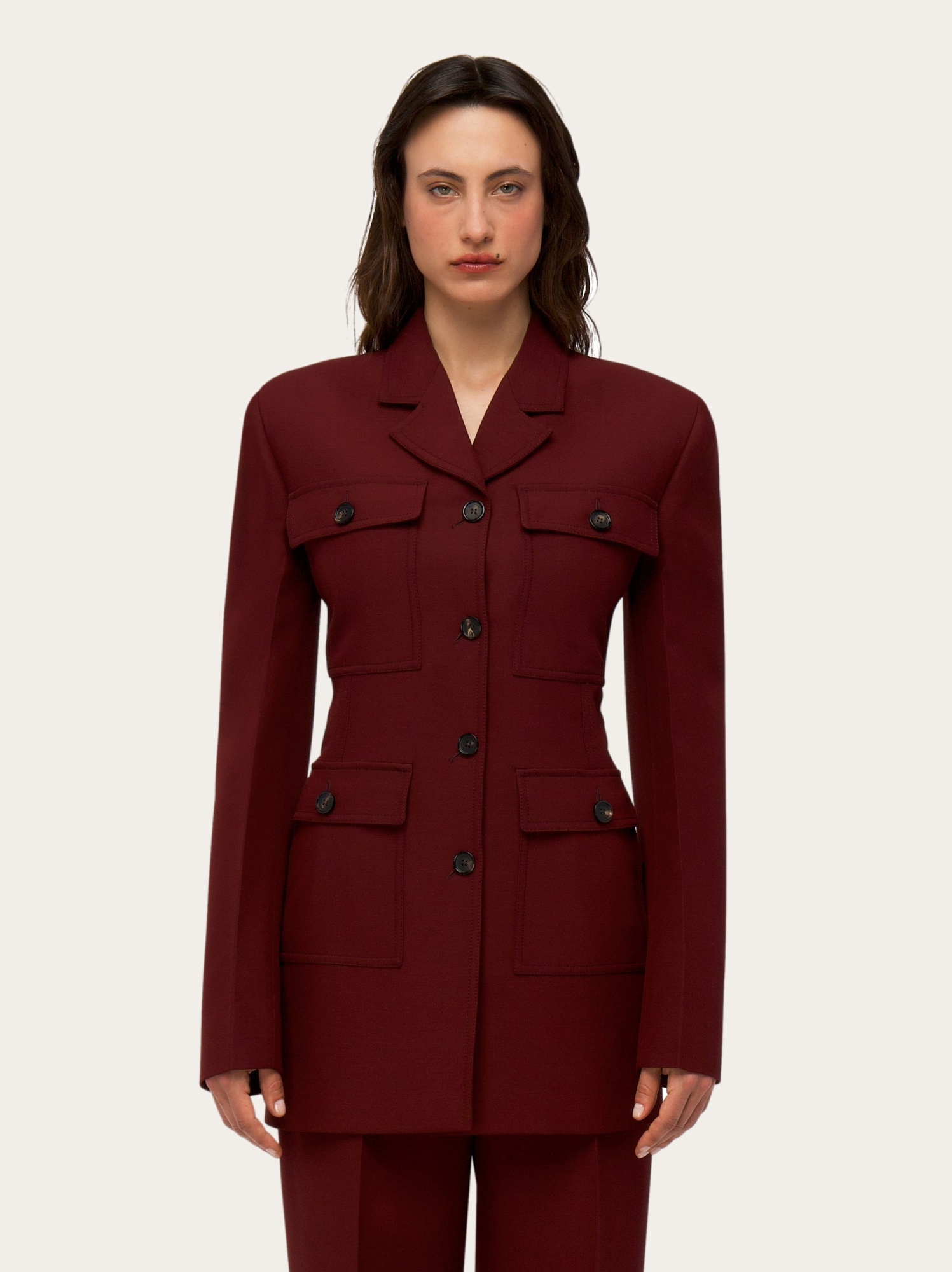 Shop Ferragamo Button Pocket Wool Casual Jacket In Brown