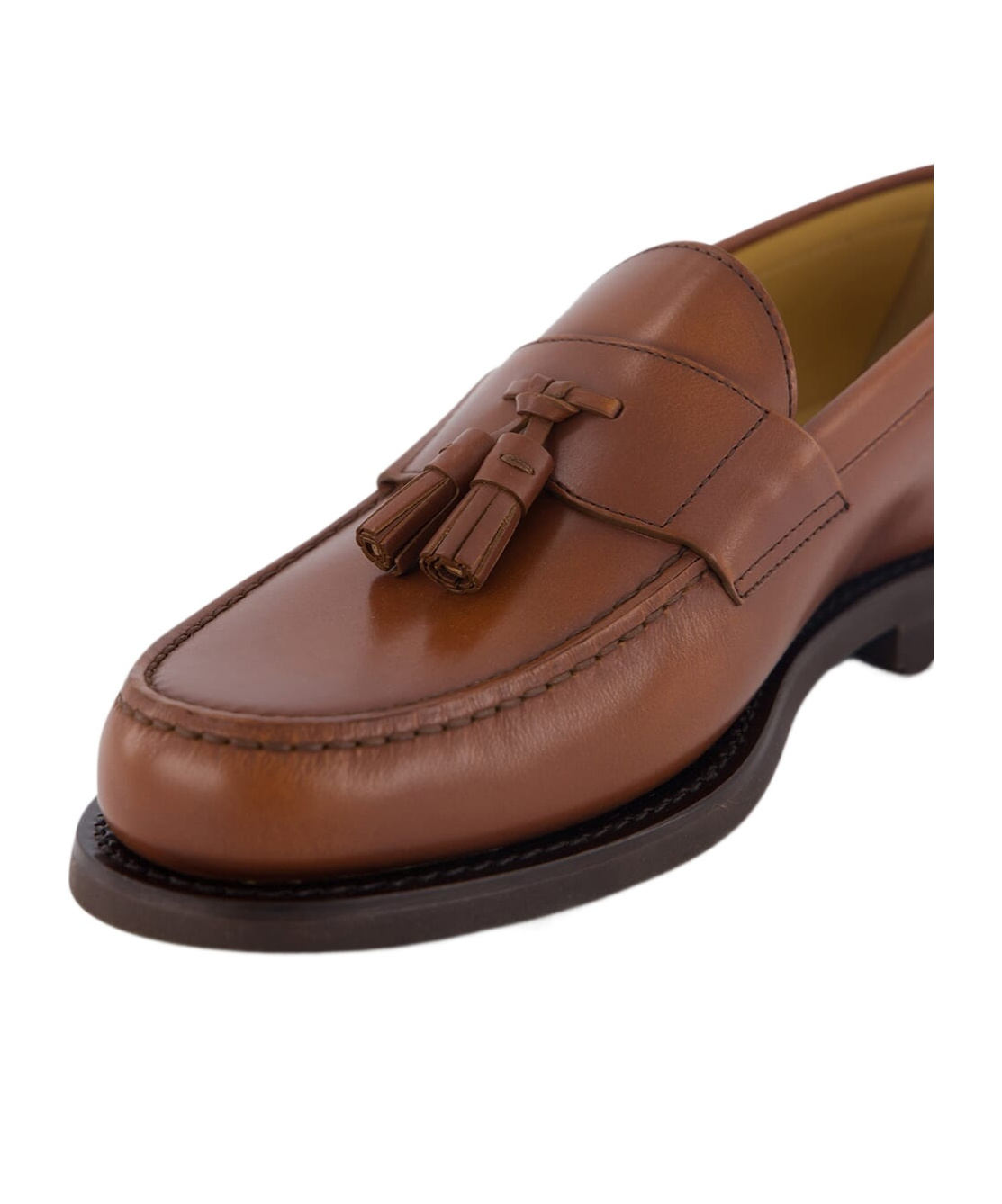 Brunello Cucinelli Round Head Loafer Shoes In Brown