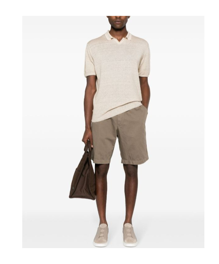 Zegna Cotton-blend Chino Shorts In Gray
