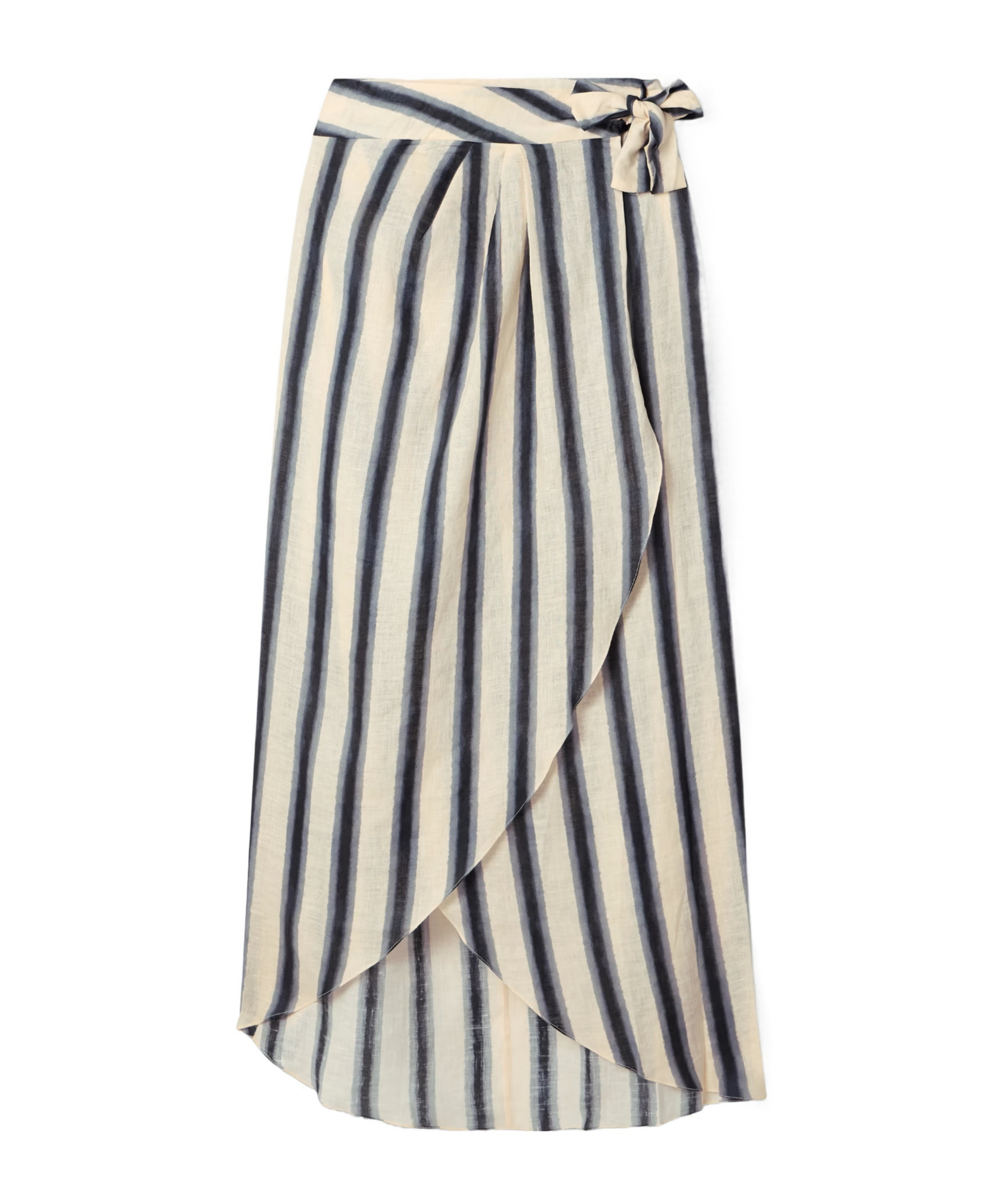 Johanna Ortiz Waves Of Destiny Wrap-effect Pleated Striped Linen Pareo In Nude