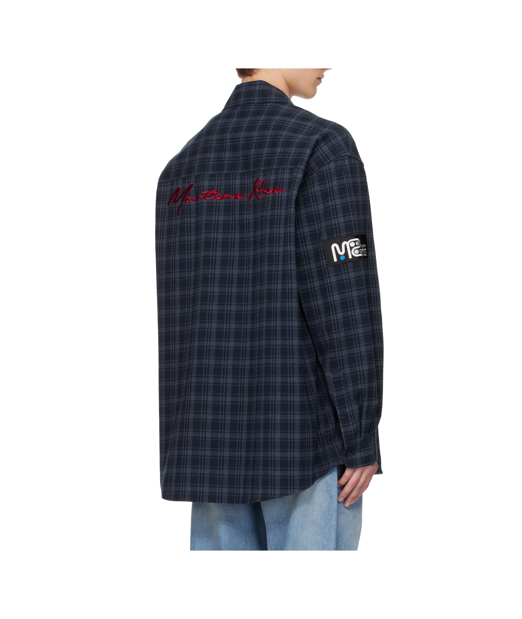 Martine Rose Chain-detail Checked Shirt In Blue