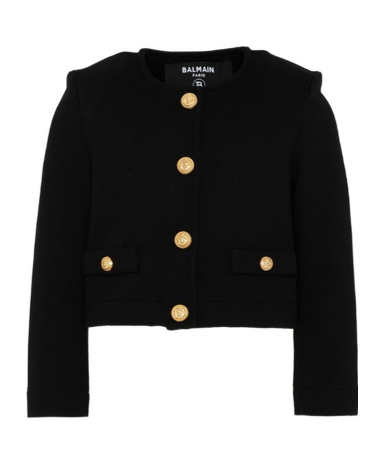 Balmain Buttoned Cotton Jacket In Black
