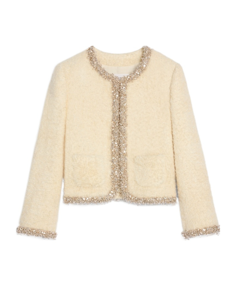 Celine Embroidered Chelsea Jacket In Silk Natté In Neutral
