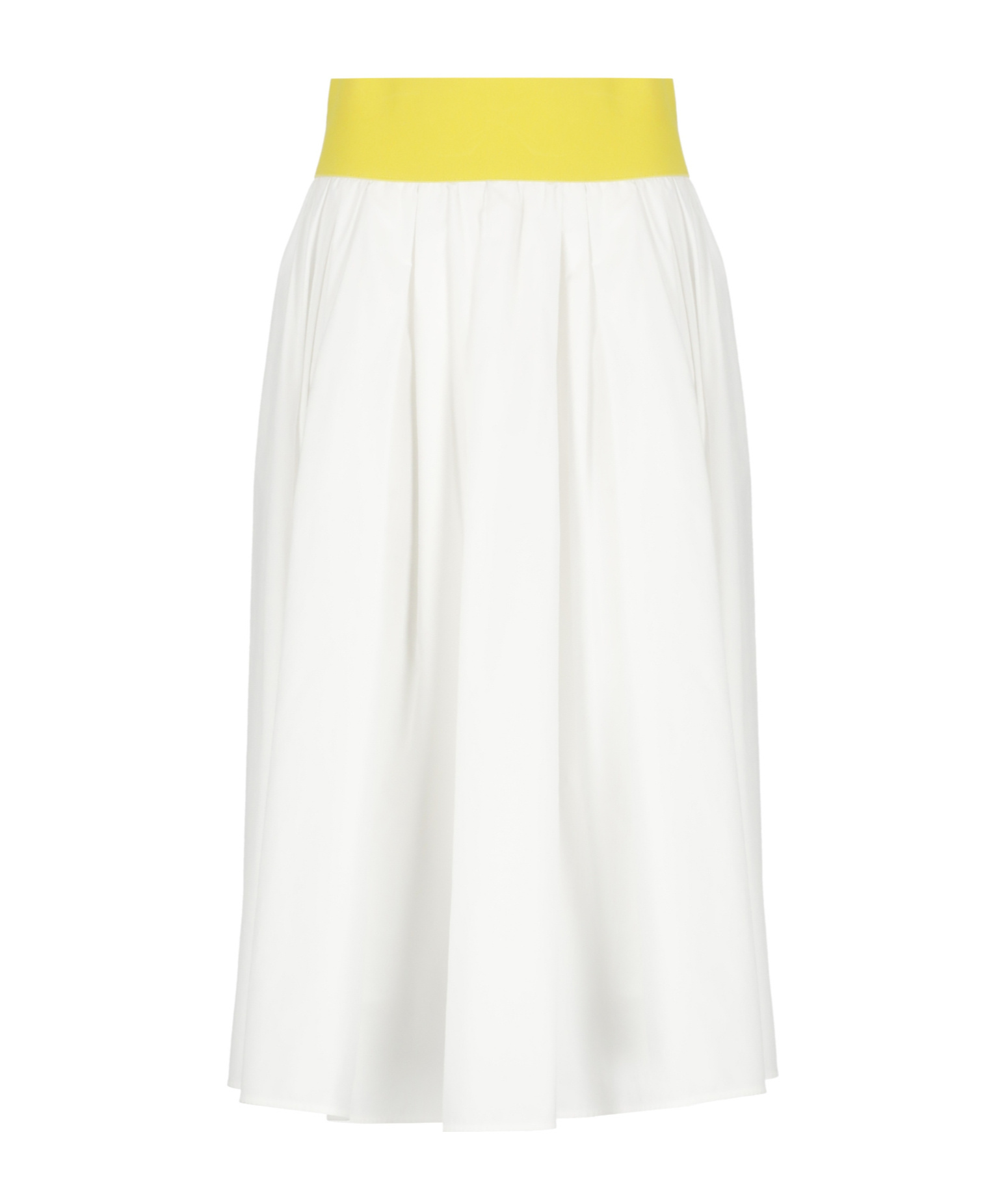 Msgm Pleated Color-block Skirt In White