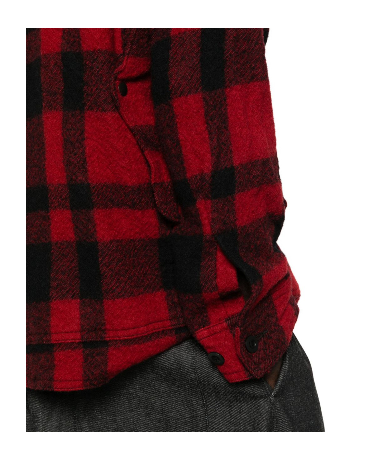 Junya Watanabe Checked Press-stud Shirt Jacket In Red