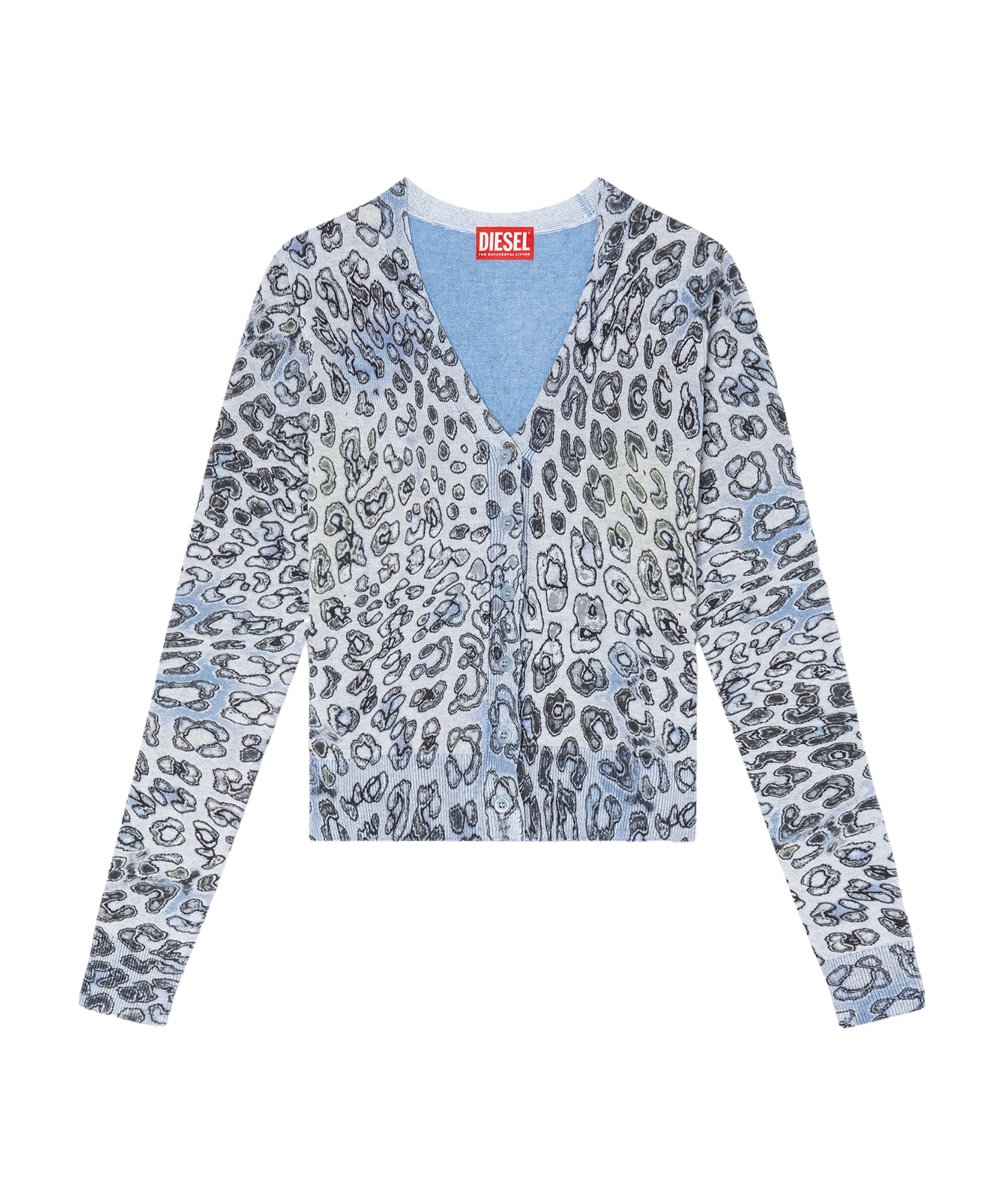Diesel Leopard Print Cardigan In Blue