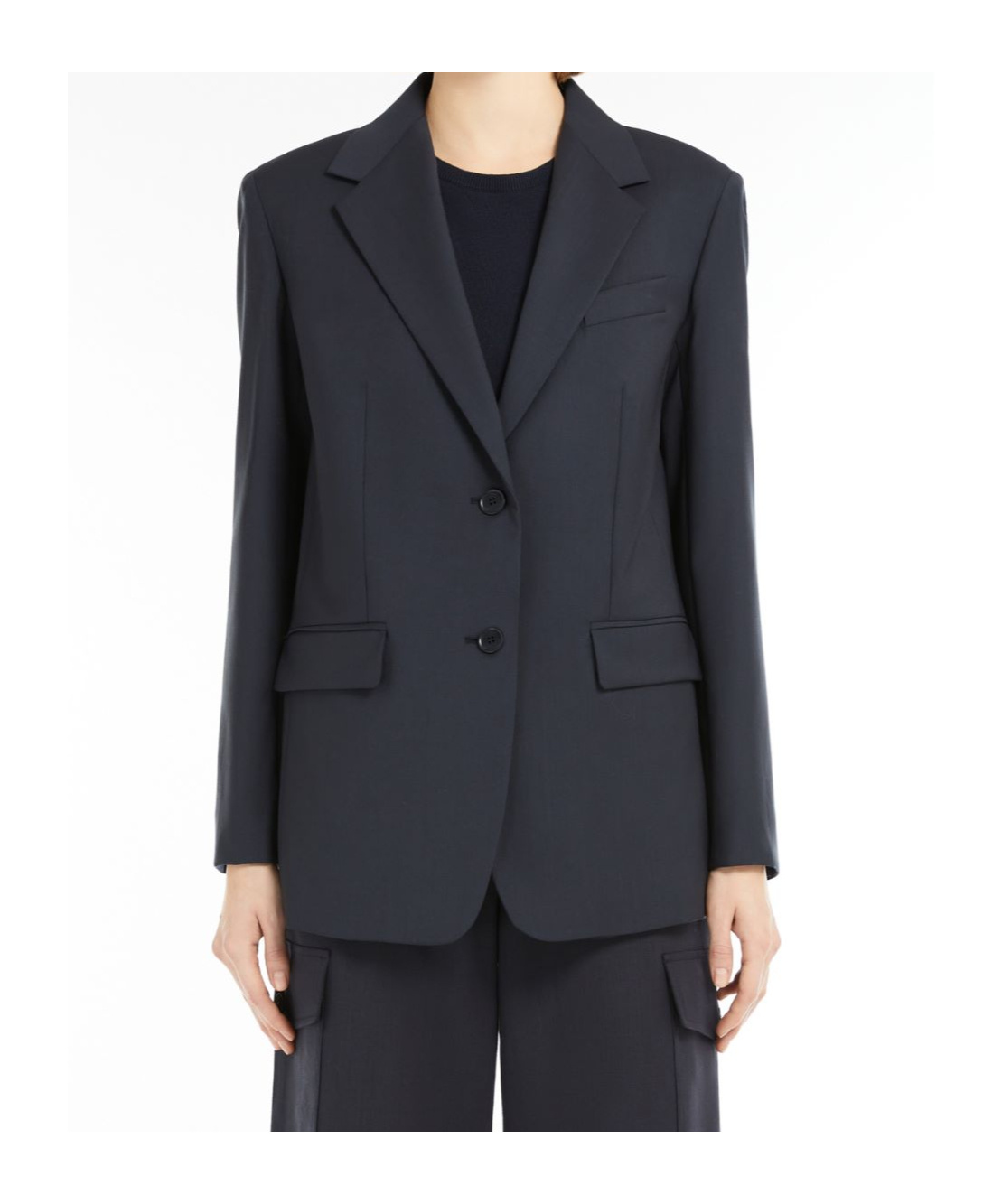 Weekend Max Mara Single-breasted Wool Blazer In Black