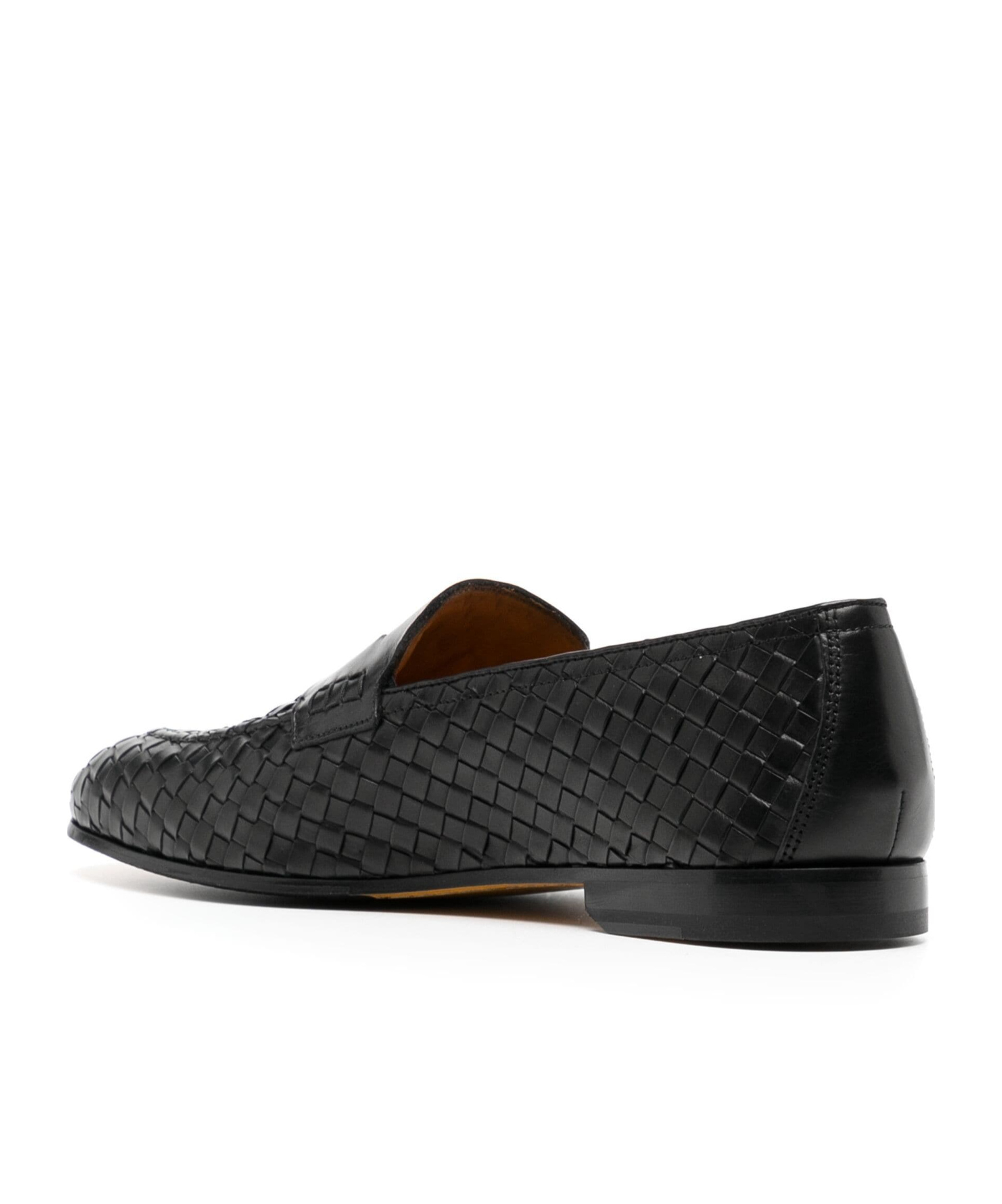 Doucal's Woven Leather Penny Loafers In Black