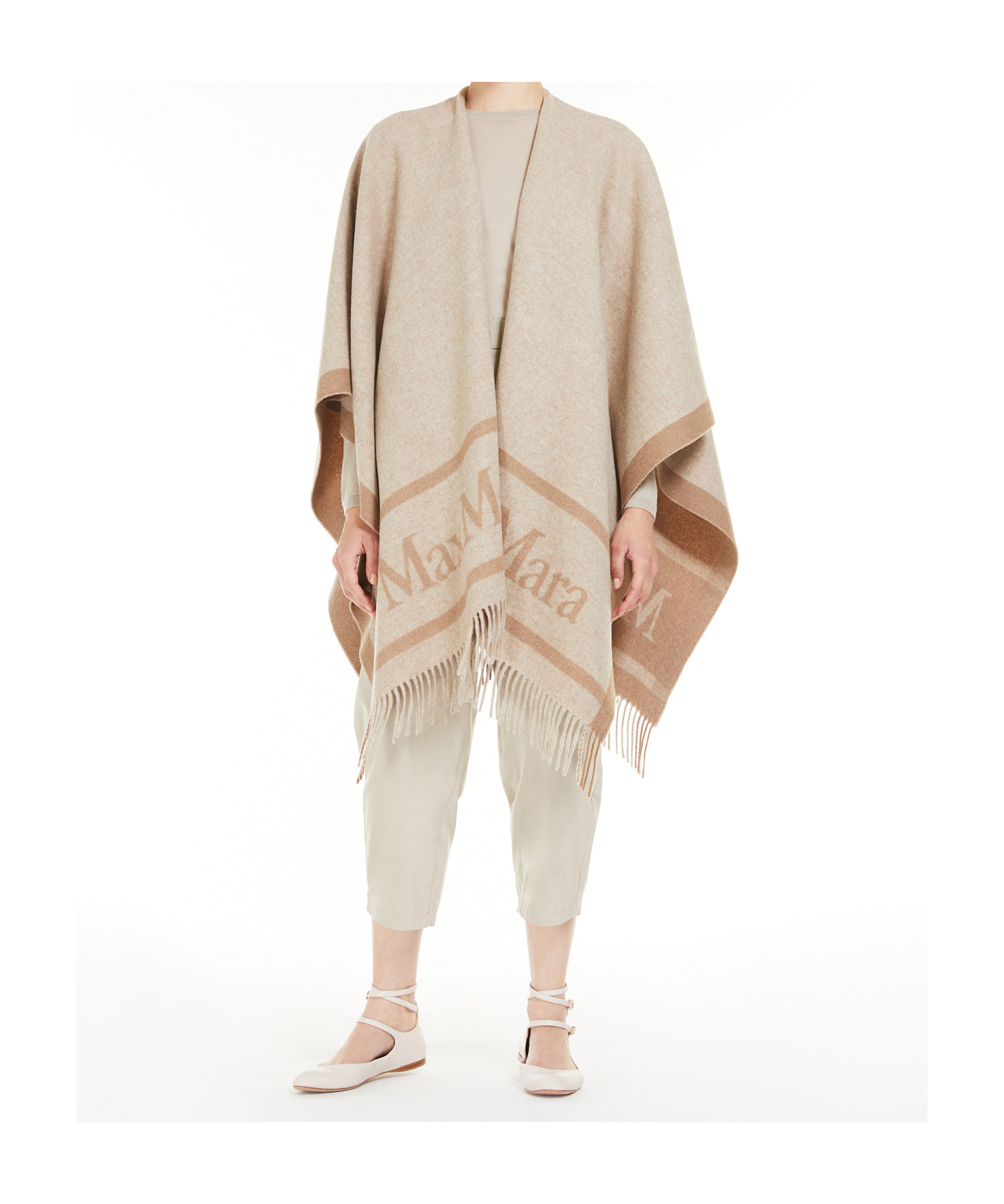 Max Mara Jacquard Wool Poncho