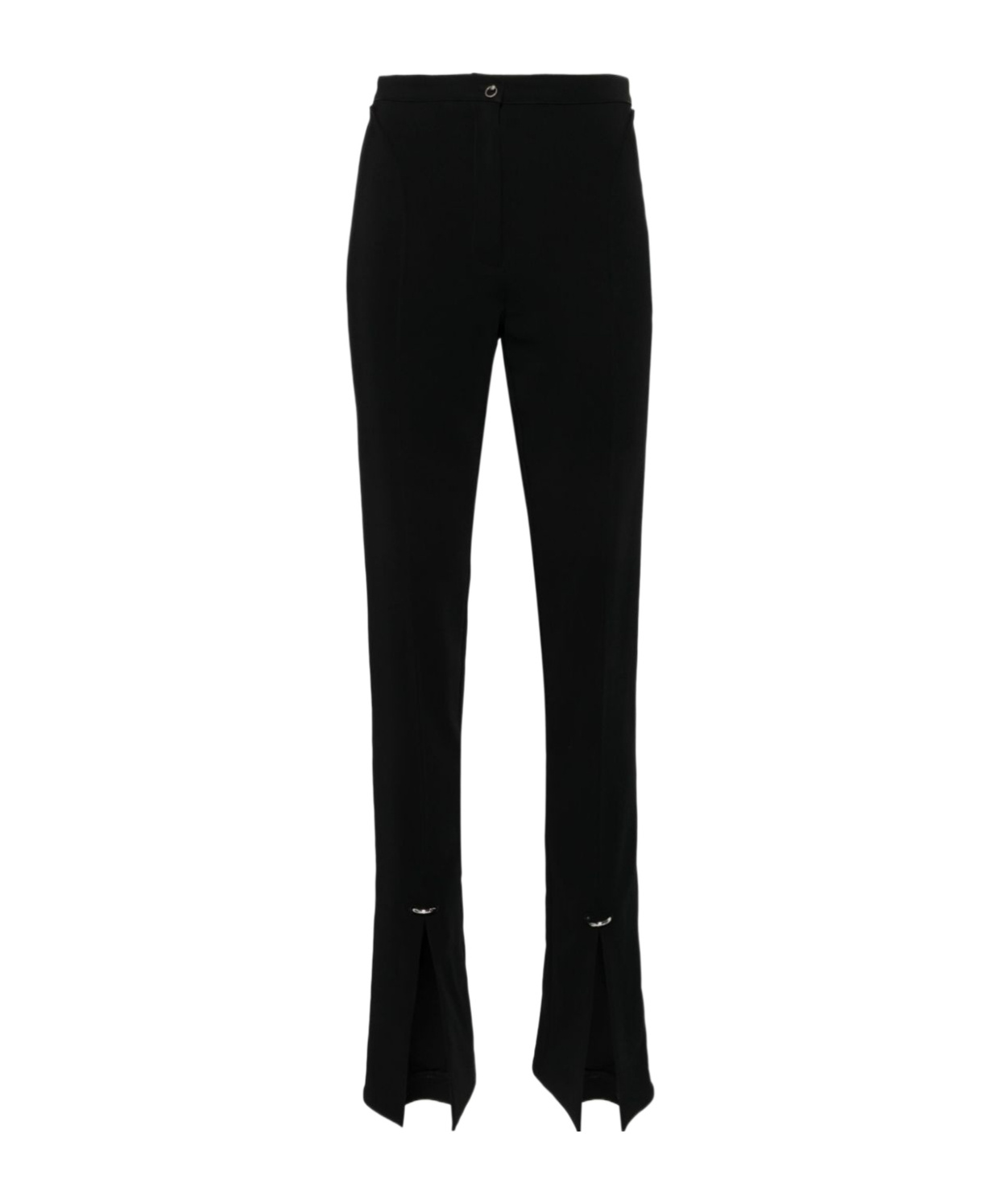 Mugler Piercing Detail High-waisted Trousers With Ankle Slit In Black