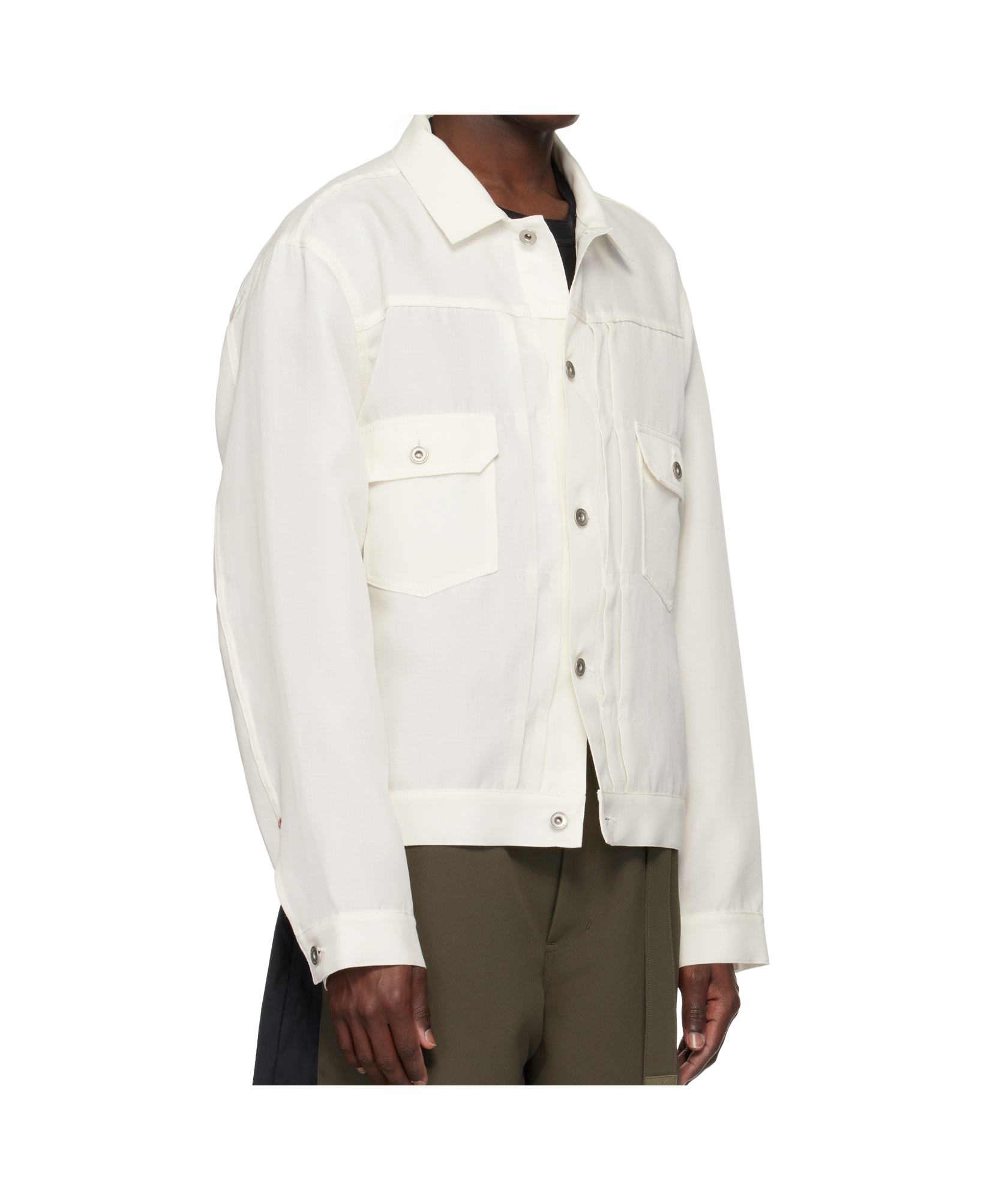 Sacai Thomas Mason Long-sleeved Shirt In White