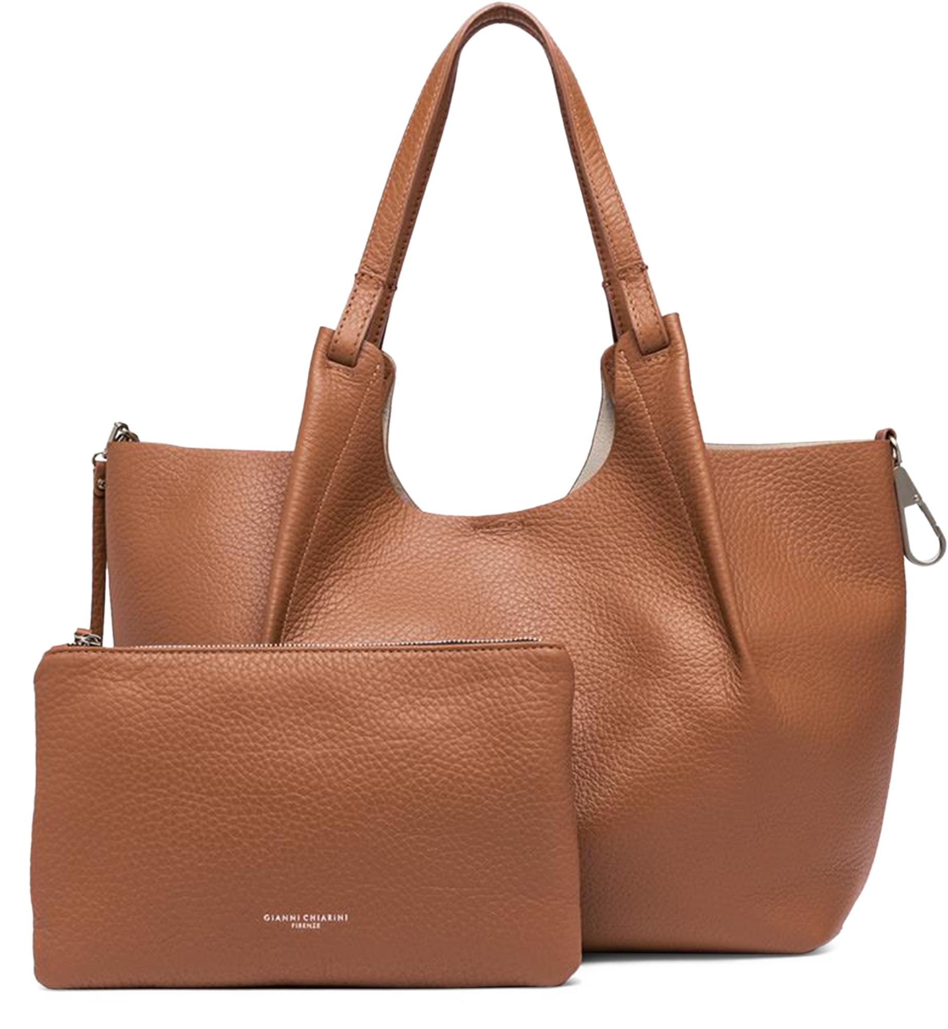 Gianni Chiarini Dua Bag In Brown Double Grain Maxi Leather In Brown