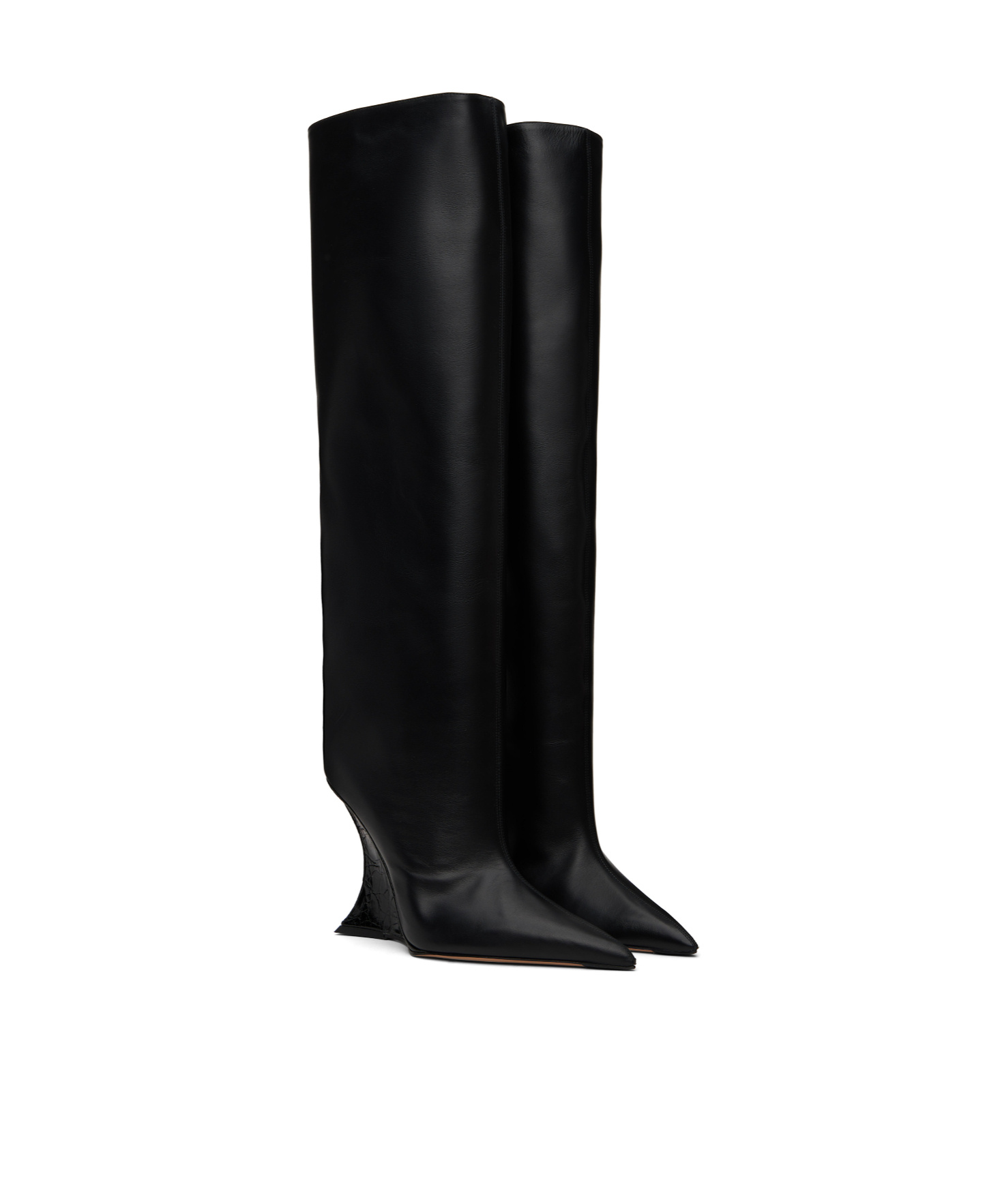 Paris Texas Wedge Heel Boots In Black