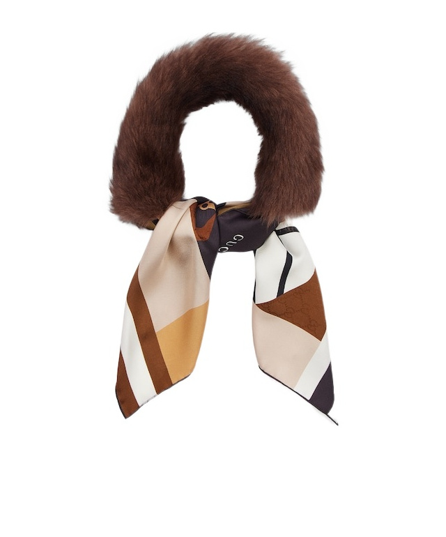 Gucci Fuzzy Fabric And Silk Neck Tie In Brown