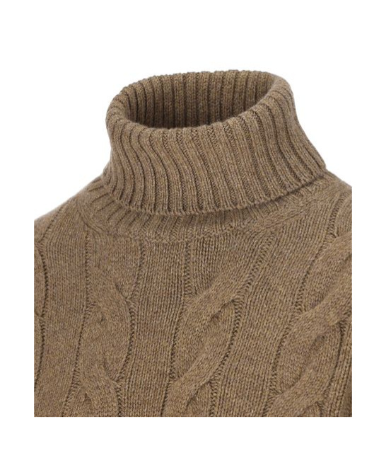 Loro Piana Long Sleeved Turtleneck Knitted Jumper In Brown