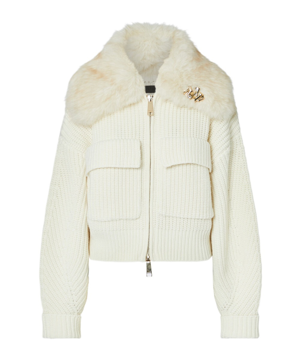 Liu •jo Wool Bomber Jacket In Neutral