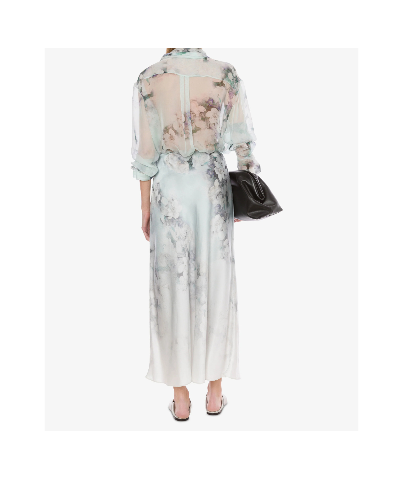 Alberta Ferretti Womens Multi Ice Blossom-print High-rise Satin Maxi Skirt In Blue