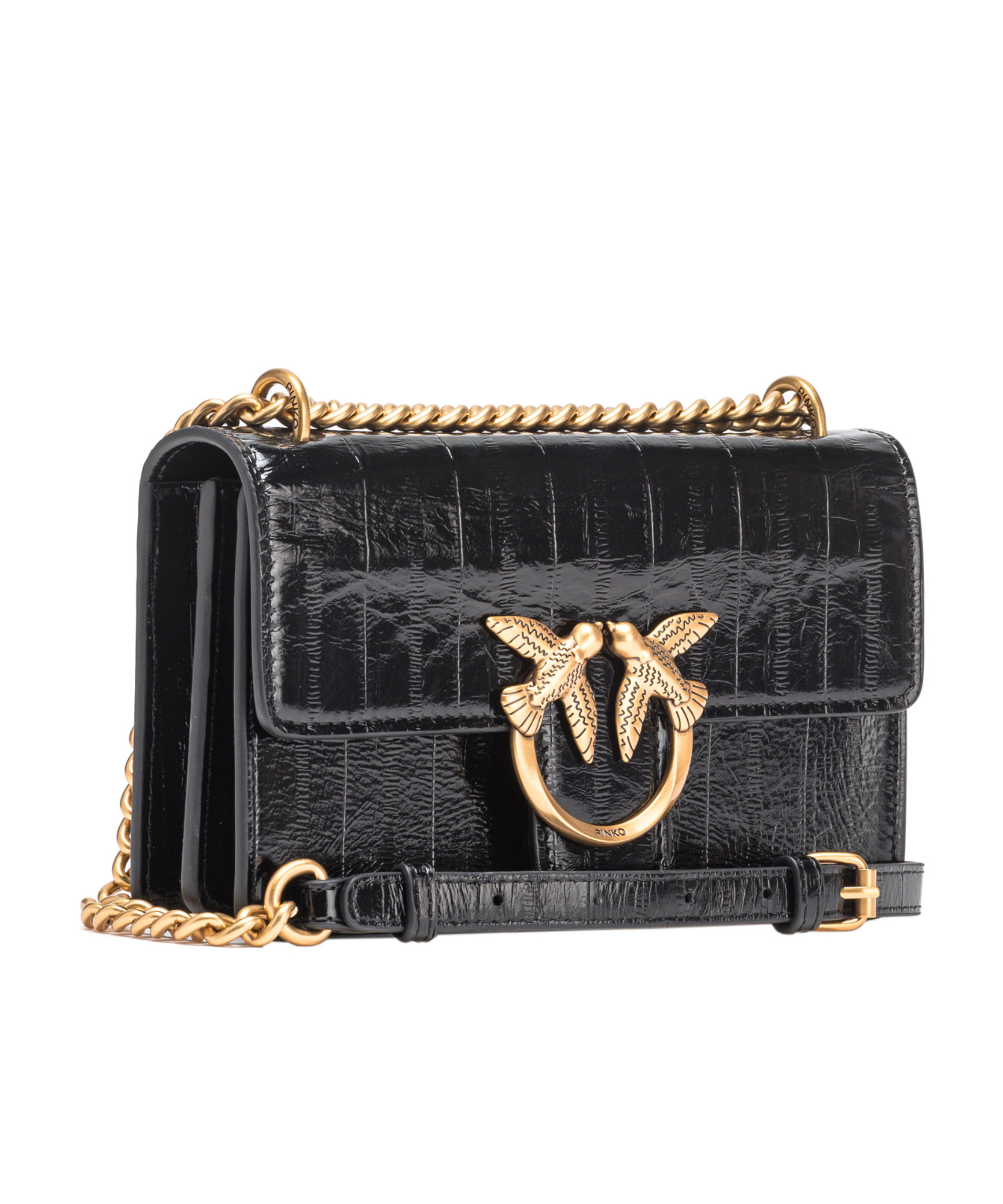 Shop Pinko Mini Flap Shoulder Bag In Black