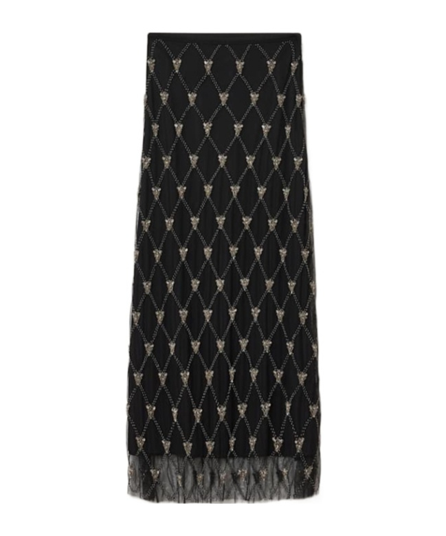 Allsaints Ilka Embellished Skirt In Black