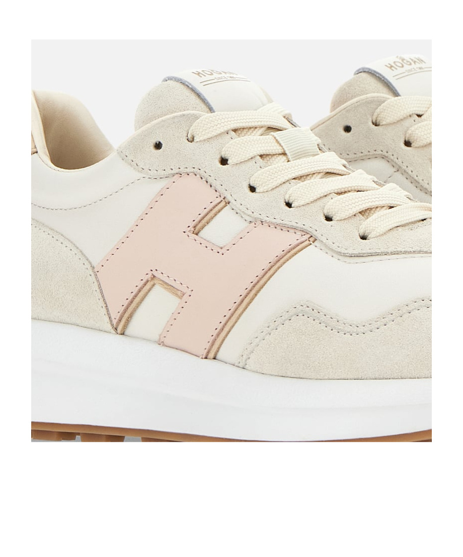 Hogan H669 Suede And Leather Sneakers In White