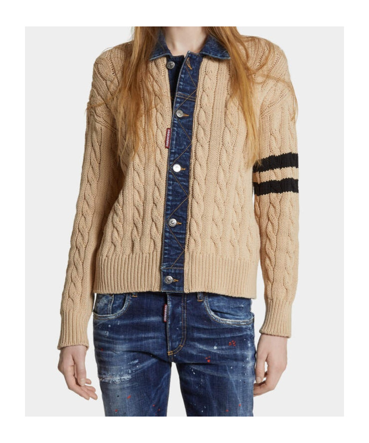 Dsquared2 Cable-knitt Cardigan In Nude