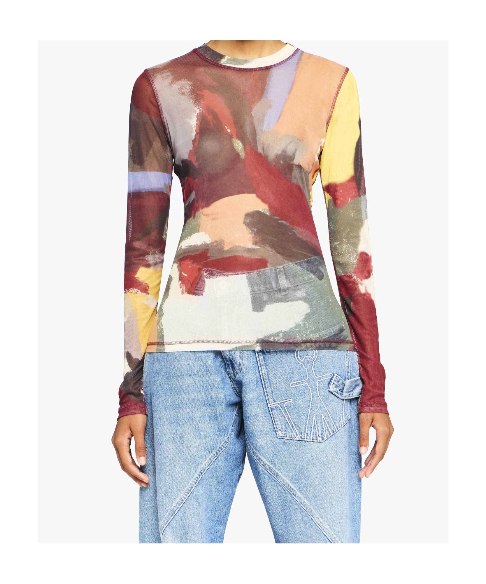 Jw Anderson J. W. Anderson Fitted Multicolored Underpinning In Printed Tulle In Multicolor