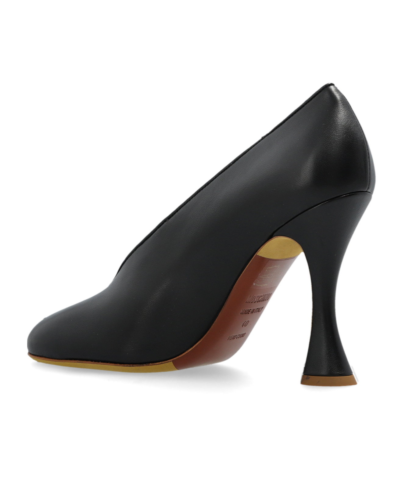 Moschino Black Duck Leather Heels In Black