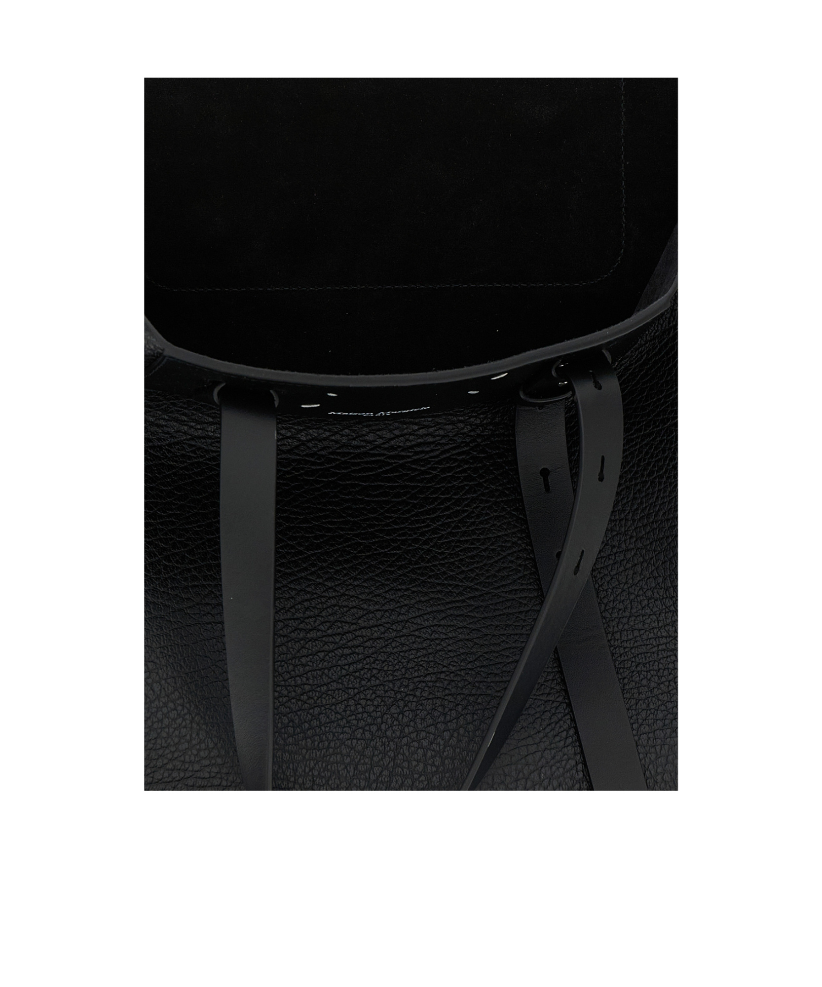 Maison Margiela Vertical Logo Detailed Tote Bag In Black