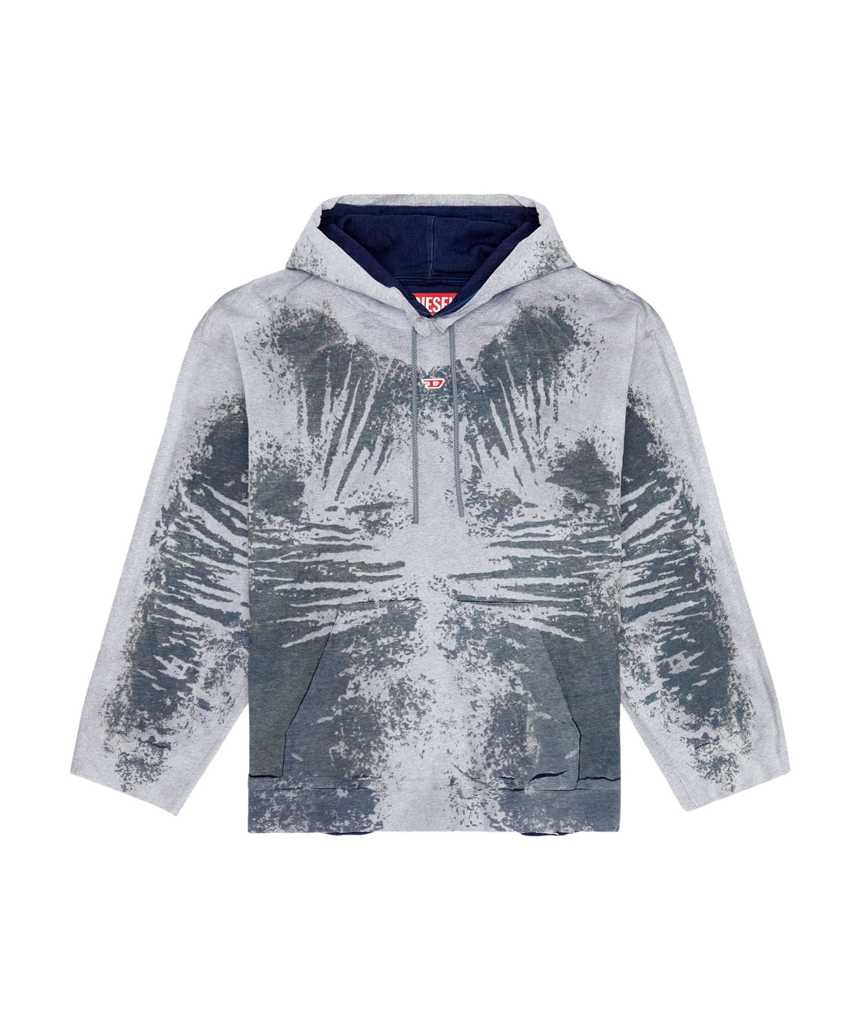 Diesel D-um-rib-s Peel-off Hoodie In Gray