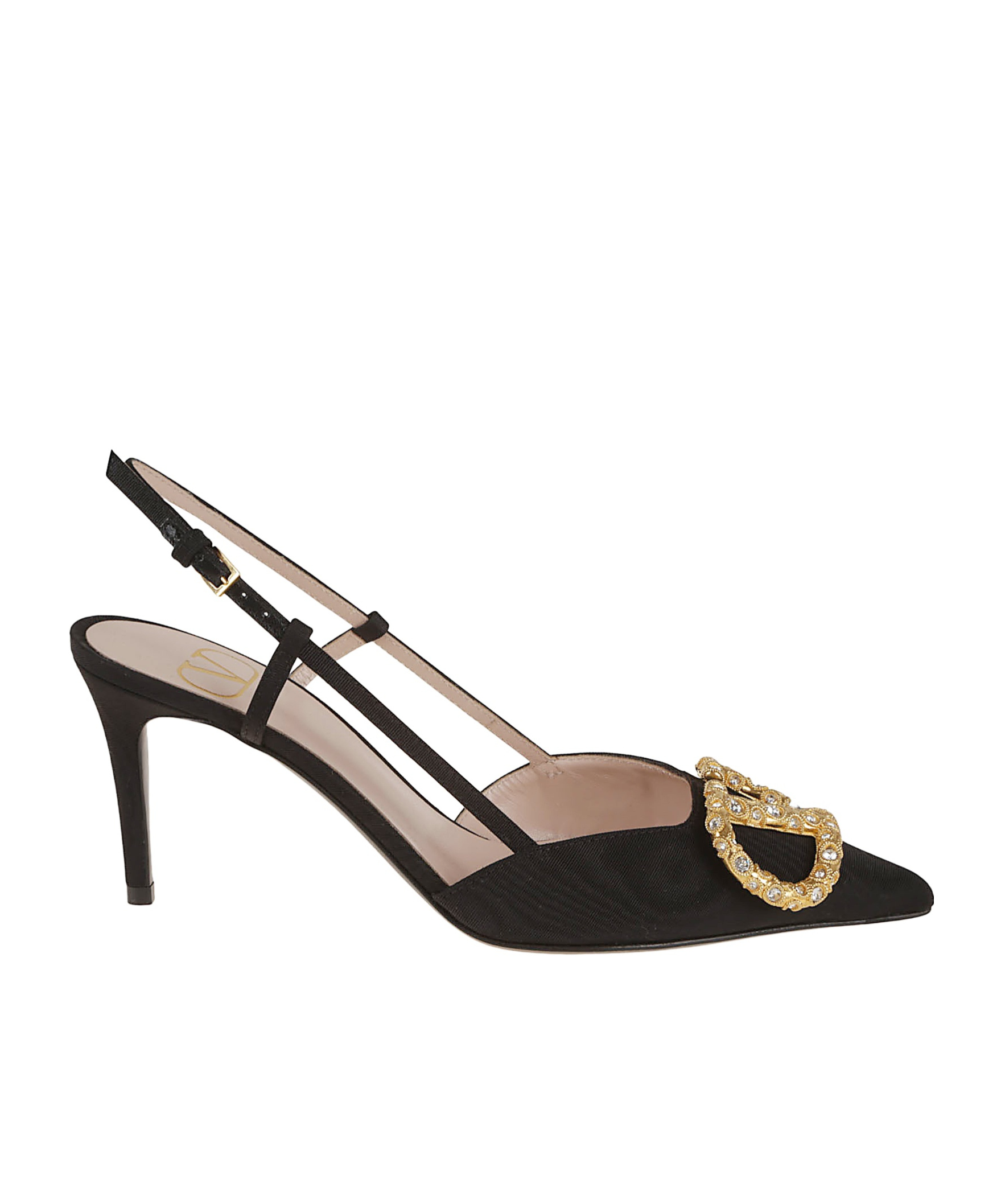 Valentino Vlogo Signature Pointed Toe Pumps In Black Crystal