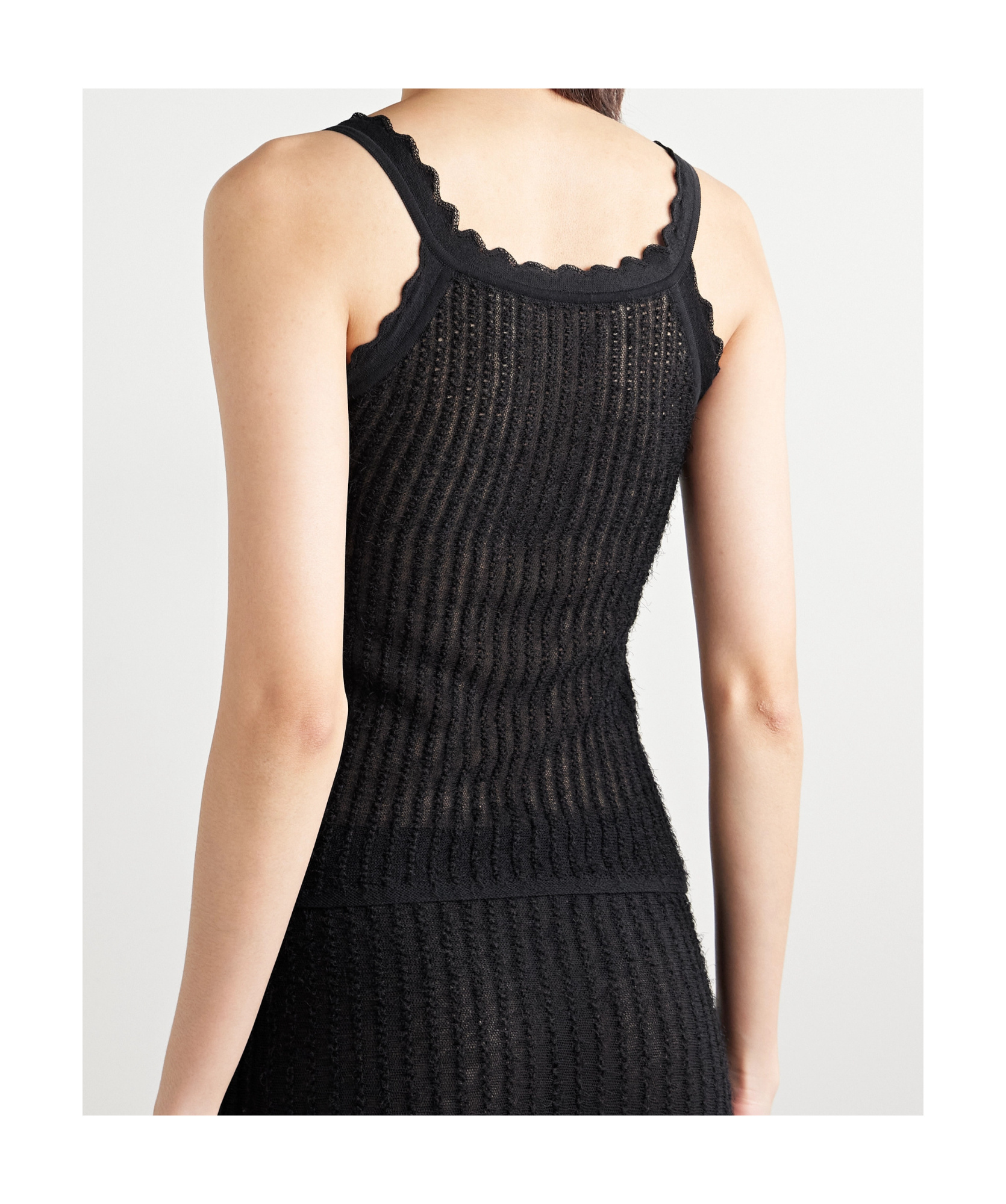 Khaite Ennio Scalloped Pointelle-knit Tank In Black