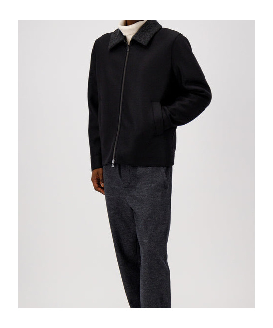 Harris Wharf London Wool Jacket With Zip And Collar In Black