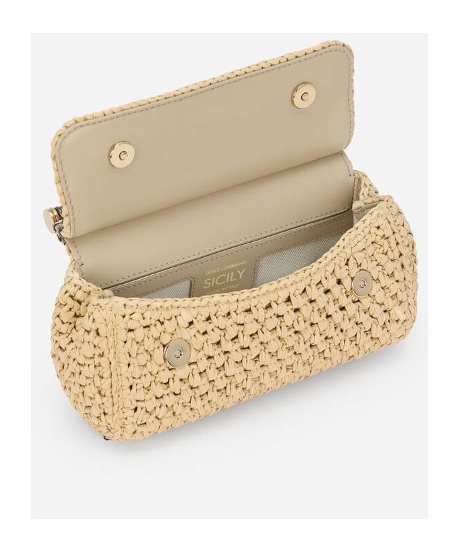 Dolce & Gabbana Small Sicily Interwoven Tote Bag In Nude
