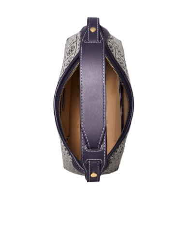 Tory Burch Shoulder Bag With Adaptable Strap And Logo Pattern In Blue