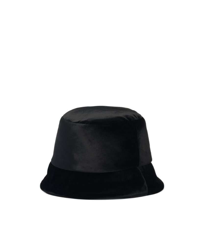 Prada Enamel Triangle-logo Bucket Hat In Black