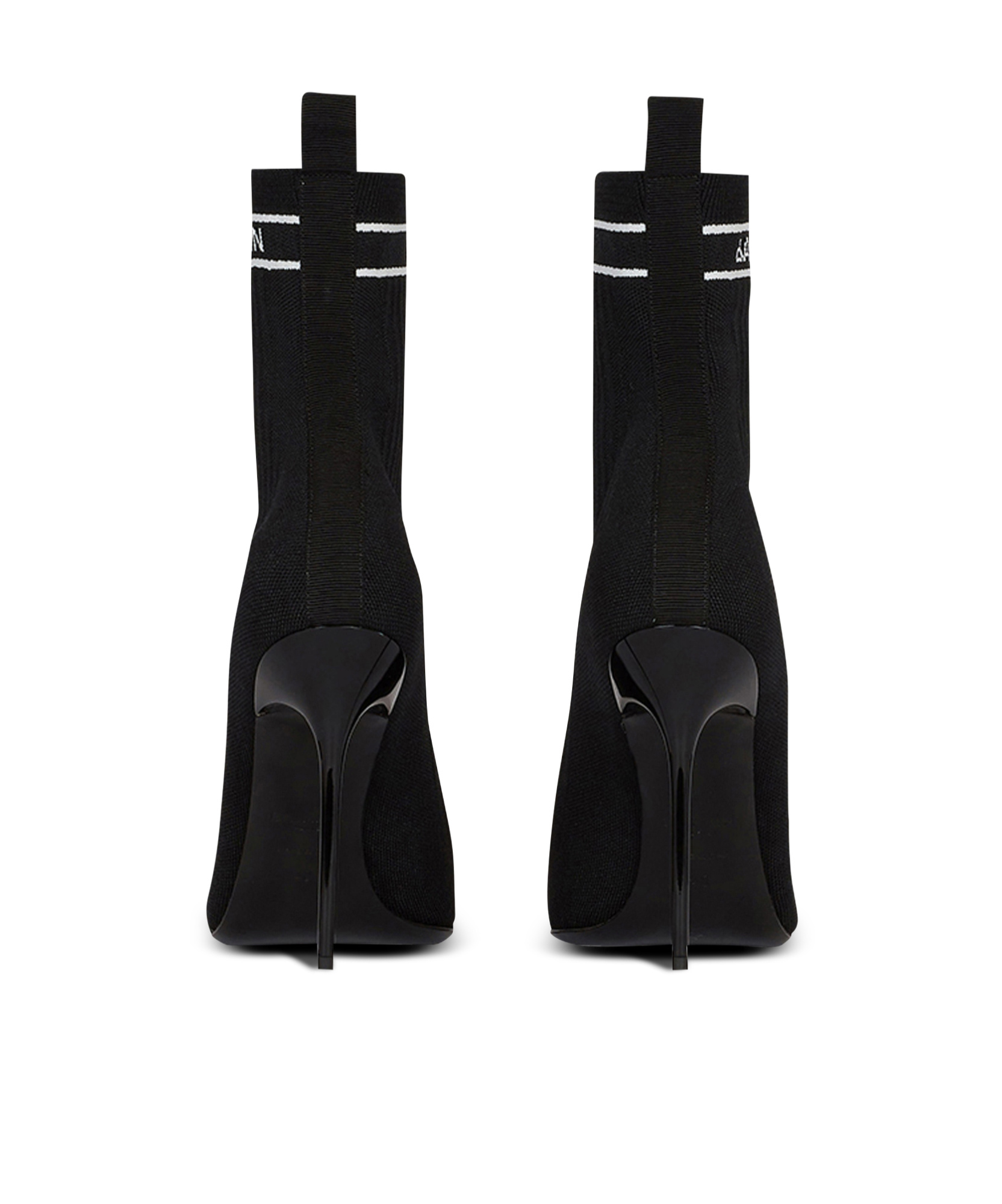 Balmain Skye Rib Pointed Short Boots In Black