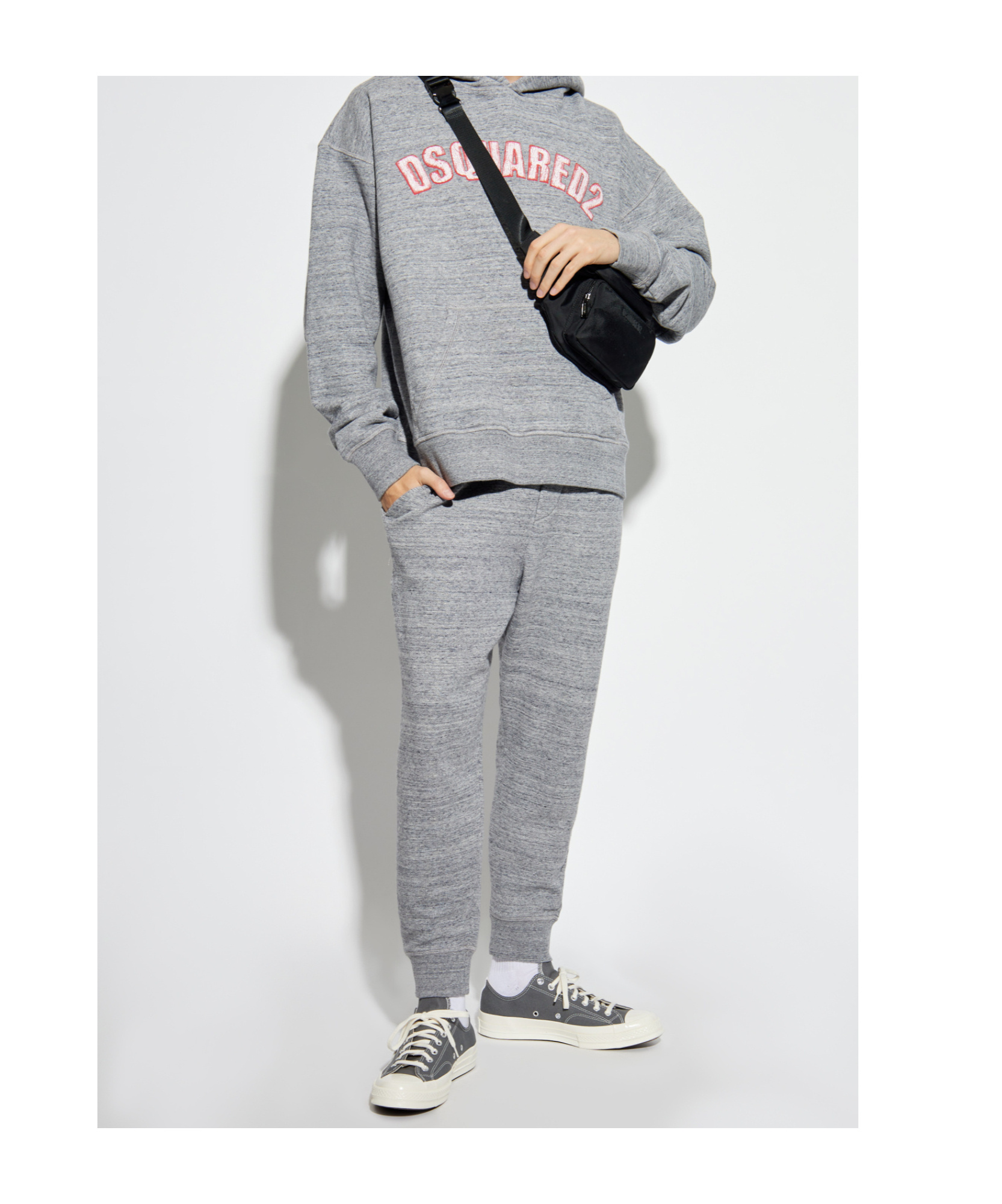 Shop Dsquared2 Long-sleeved Hooded Hoodie In Gray