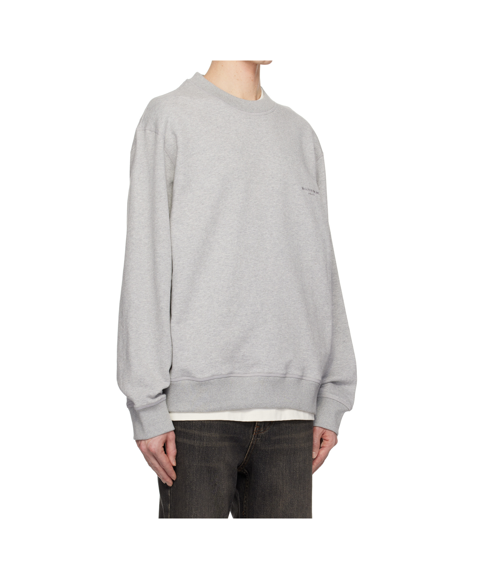 Shop Wooyoungmi Embroidered Logo Sweatshirt In Gray