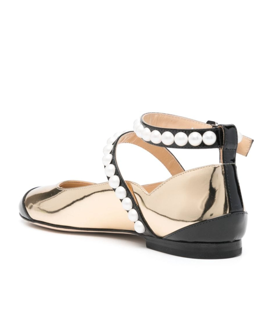 Mach&mach Leather Ballet Flats Stud Detailing In Nude
