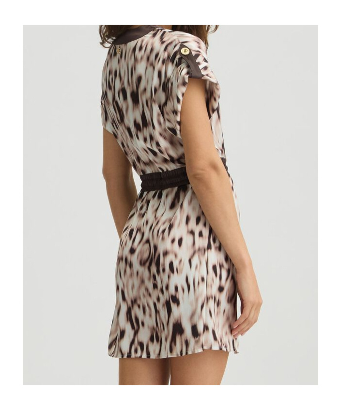 Liu •jo Animal Print V-neck Mini Dress In Animal Print