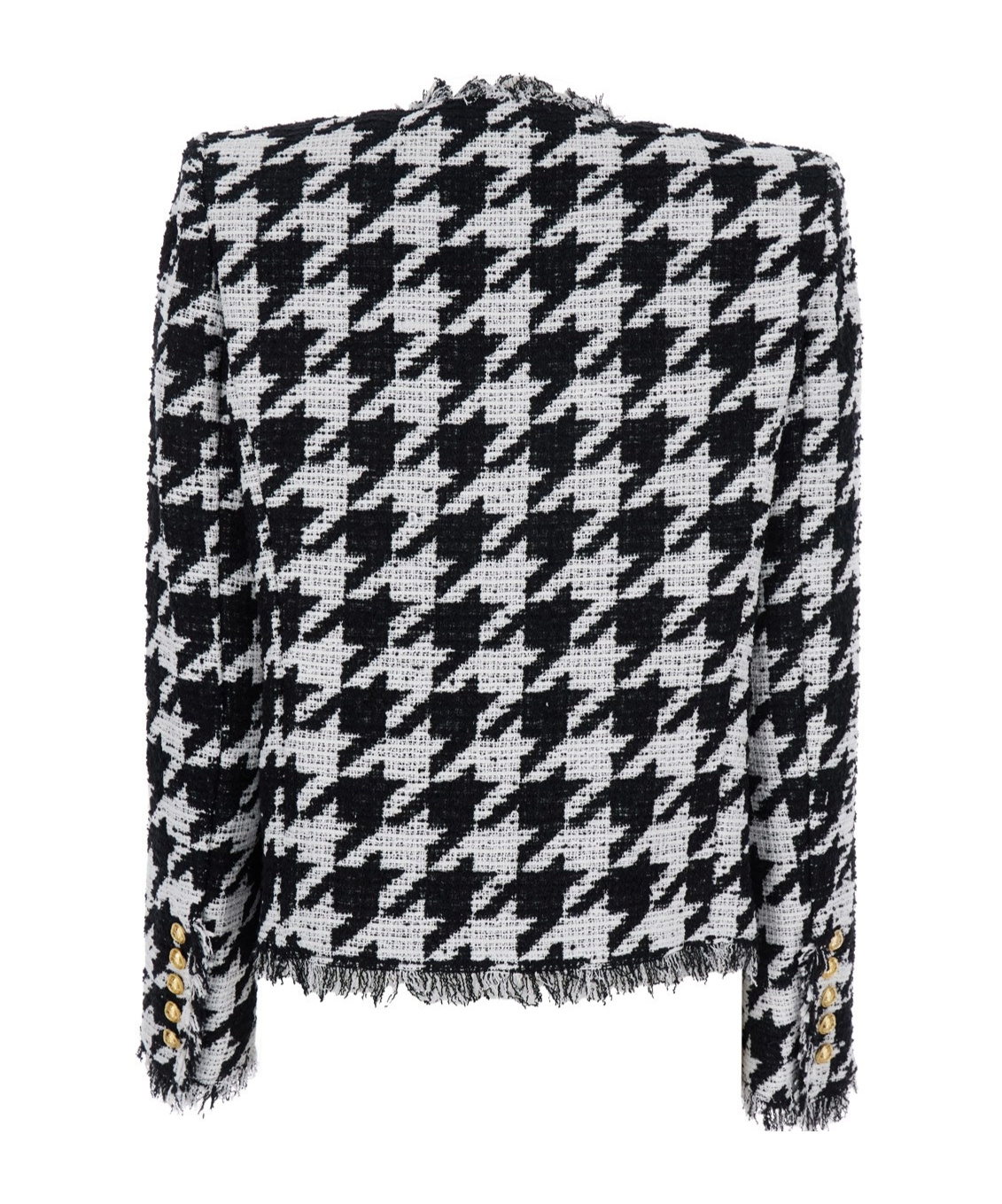 Balmain Tweed Houndstooth Jacket In Multi
