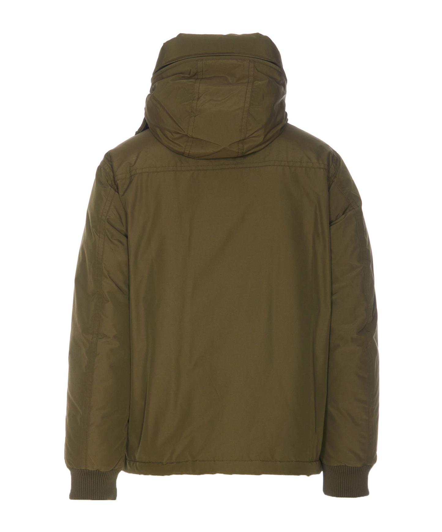 Woolrich Bomber Jacket With Hood And Zip Detail In Green