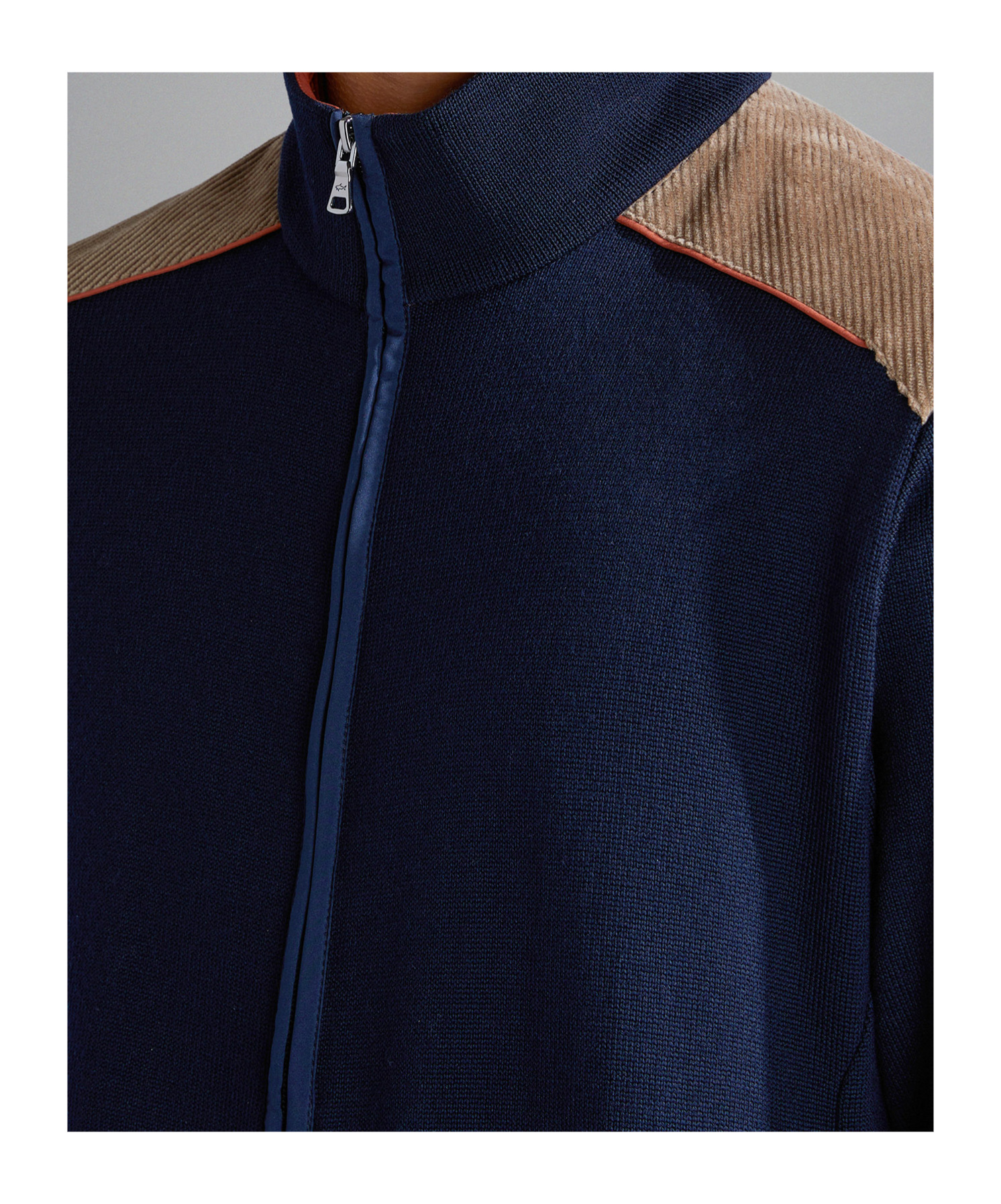 Paul & Shark High Collar Zipped Cardigan In Black