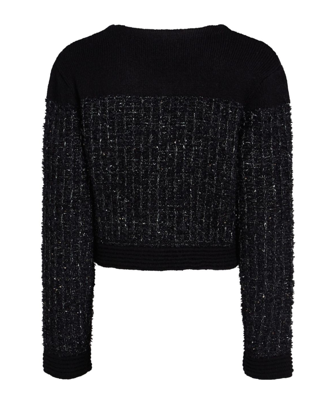 Shop Karl Lagerfeld Bouclé Knit Cardigan In Black