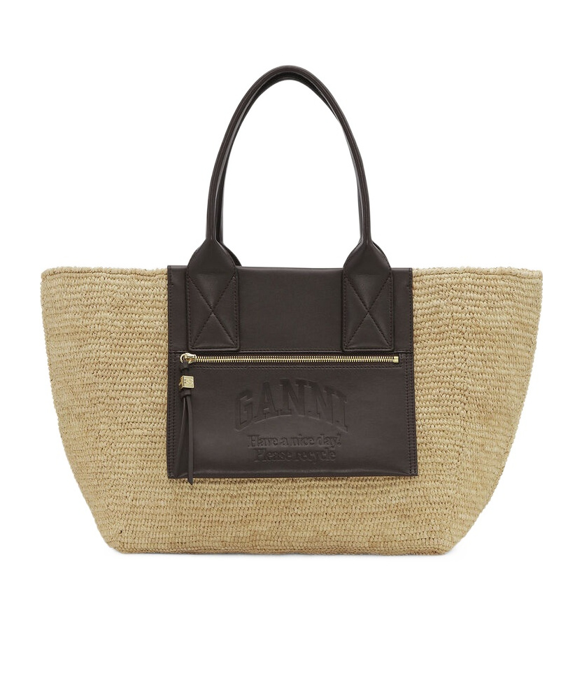 Ganni Medium Raffia Tote Bag