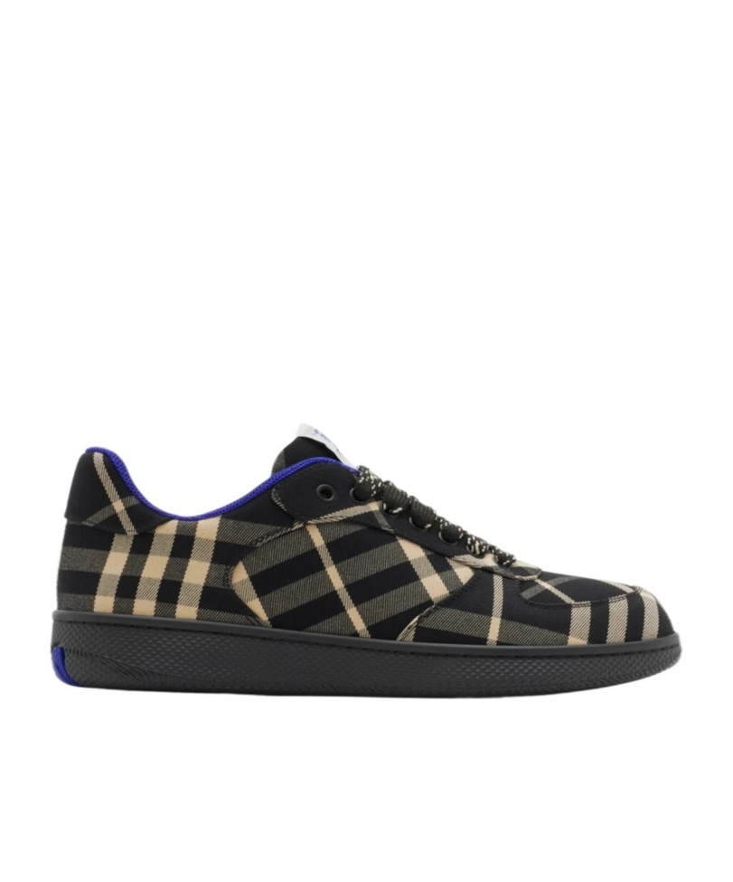 Burberry Checked Terrace Lace-up Sneakers In Black