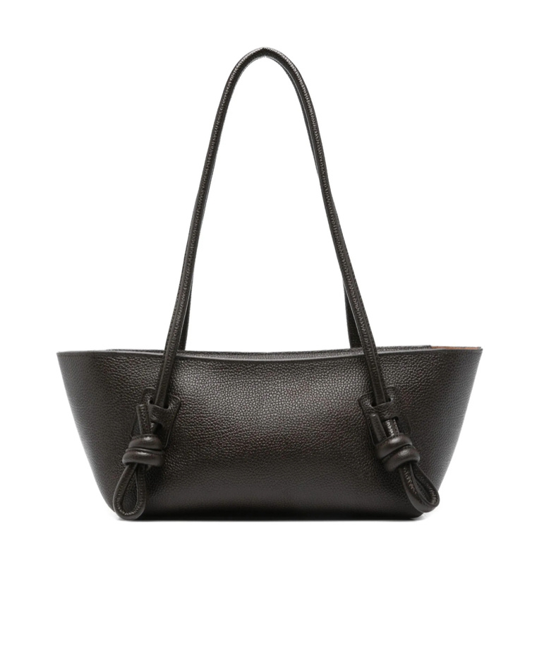 Hereu Textured Shoulder Bag Knotted Handles In Brown